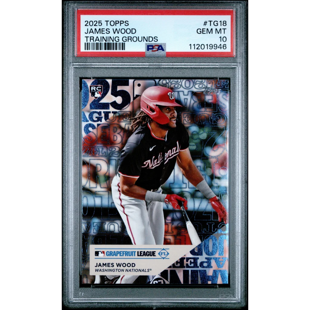 Graded 2025 Topps James Wood #TG18 Training Grounds Rookie RC Baseball Card PSA 10 Gem Mint | Hall of Fame Sports Memorabilia | vintageantiquesgifts.com
