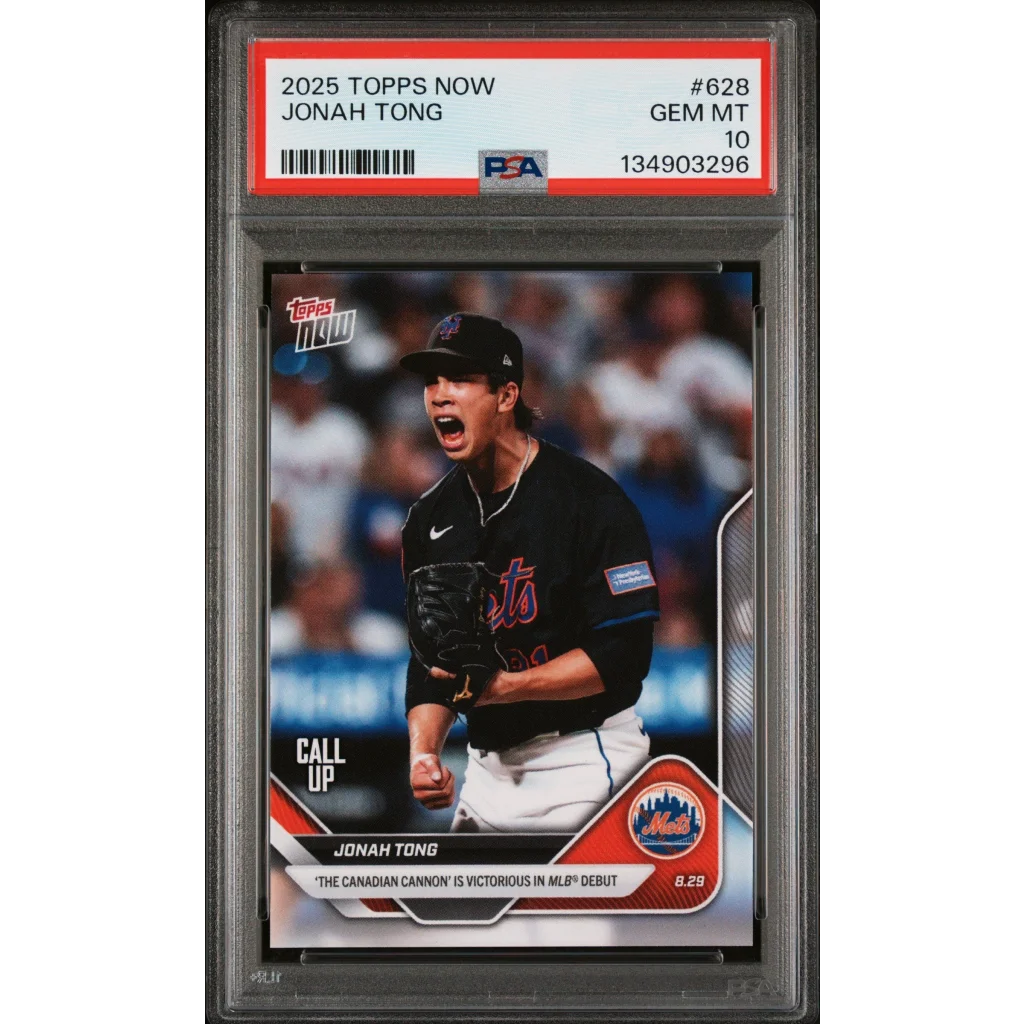 Graded 2025 Topps Now Jonah Tong #628 Rookie RC Baseball Card PSA 10 Gem Mint | Hall of Fame Sports Memorabilia | vintageantiquesgifts.com