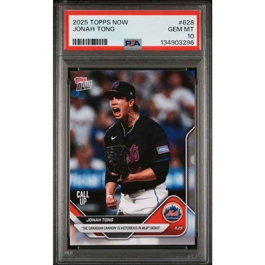 Graded 2025 Topps Now Jonah Tong #628 Rookie RC Baseball Card PSA 10 Gem Mint | Hall of Fame Sports Memorabilia | vintageantiquesgifts.com