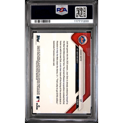 Graded 2025 Topps Now Juan Soto #17 Baseball Card PSA 10 Gem Mint