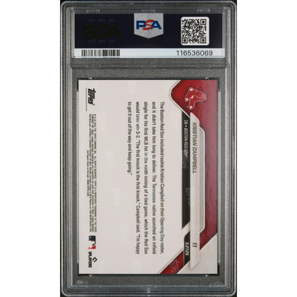 PSA Graded 2025 Topps Now Kristian Campbell Black Foil Baseball Card