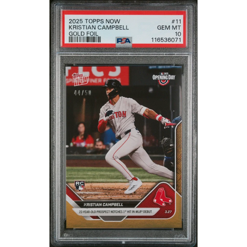 2025 Topps Now Gold Foil Kristian Campbell Rookie PSA 10 Card
