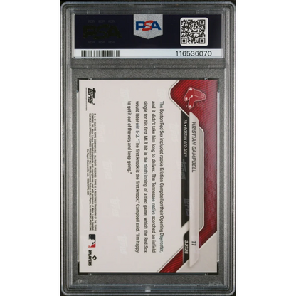 Graded 2025 Topps Now Kristian Campbell #11 Orange Foil /25 Rookie RC Baseball Card PSA 10 Gem Mint | PSA 10 Gem Mint Graded Rookie Card | vintageantiquesgifts.com