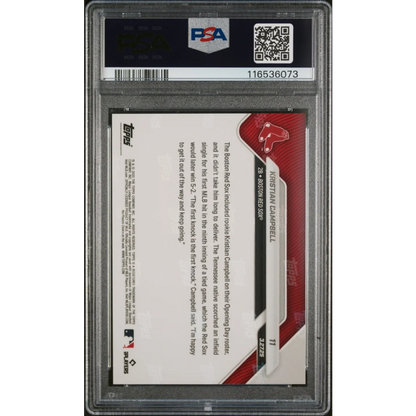 Graded 2025 Topps Now Kristian Campbell #11 Rookie RC PSA 10 Gem Mint card