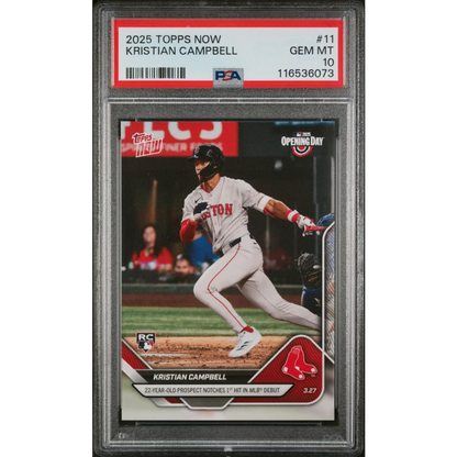 PSA graded Kristian Campbell baseball card collectible showing detailed front view