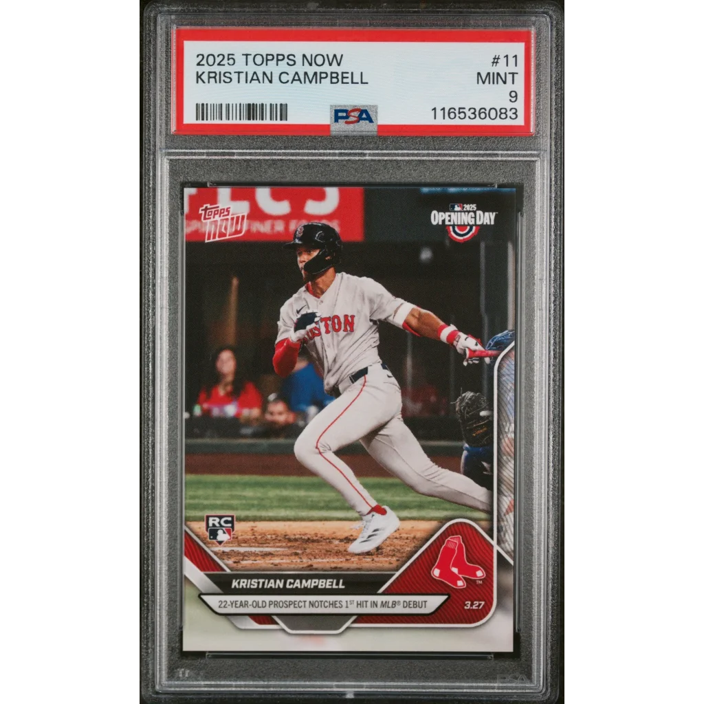 Graded 2025 Topps Now Kristian Campbell #11 RC PSA 9 Mint card