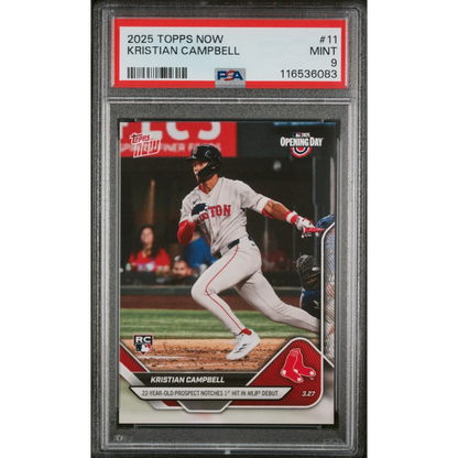 Graded 2025 Topps Now Kristian Campbell #11 RC PSA 9 Mint card
