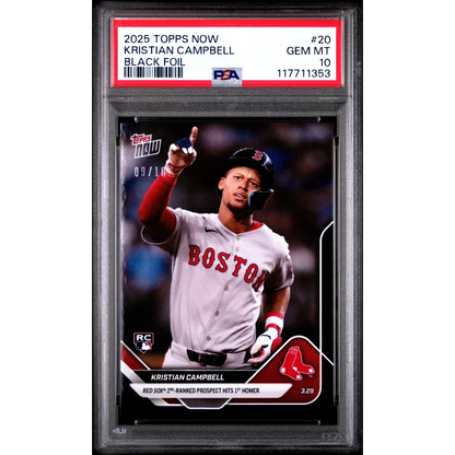 PSA 10 Graded 2025 Topps Now Kristian Campbell #20 Black Foil Rookie RC Card