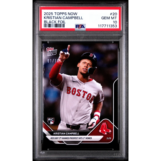 PSA 10 Graded 2025 Topps Now Kristian Campbell #20 Black Foil Rookie RC Card