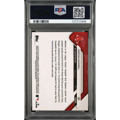 Graded 2025 Topps Now Kristian Campbell #20 Gold Foil /50 Rookie RC Baseball Card PSA 10 Gem Mint | PSA 10 Gem Mint Graded Rookie Card | vintageantiquesgifts.com