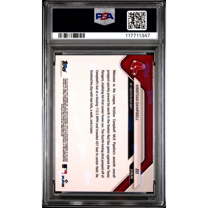 Graded 2025 Topps Now Kristian Campbell #20 Red Foil /5 Rookie RC Baseball Card PSA 10 Gem Mint | PSA 10 Gem Mint Graded Rookie Card | vintageantiquesgifts.com