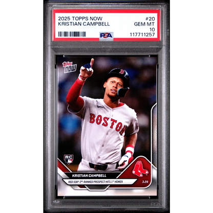 Graded 2025 Topps Now Kristian Campbell #20 Rookie RC Baseball Card PSA 10 Gem Mint | Hall of Fame Sports Memorabilia | vintageantiquesgifts.com