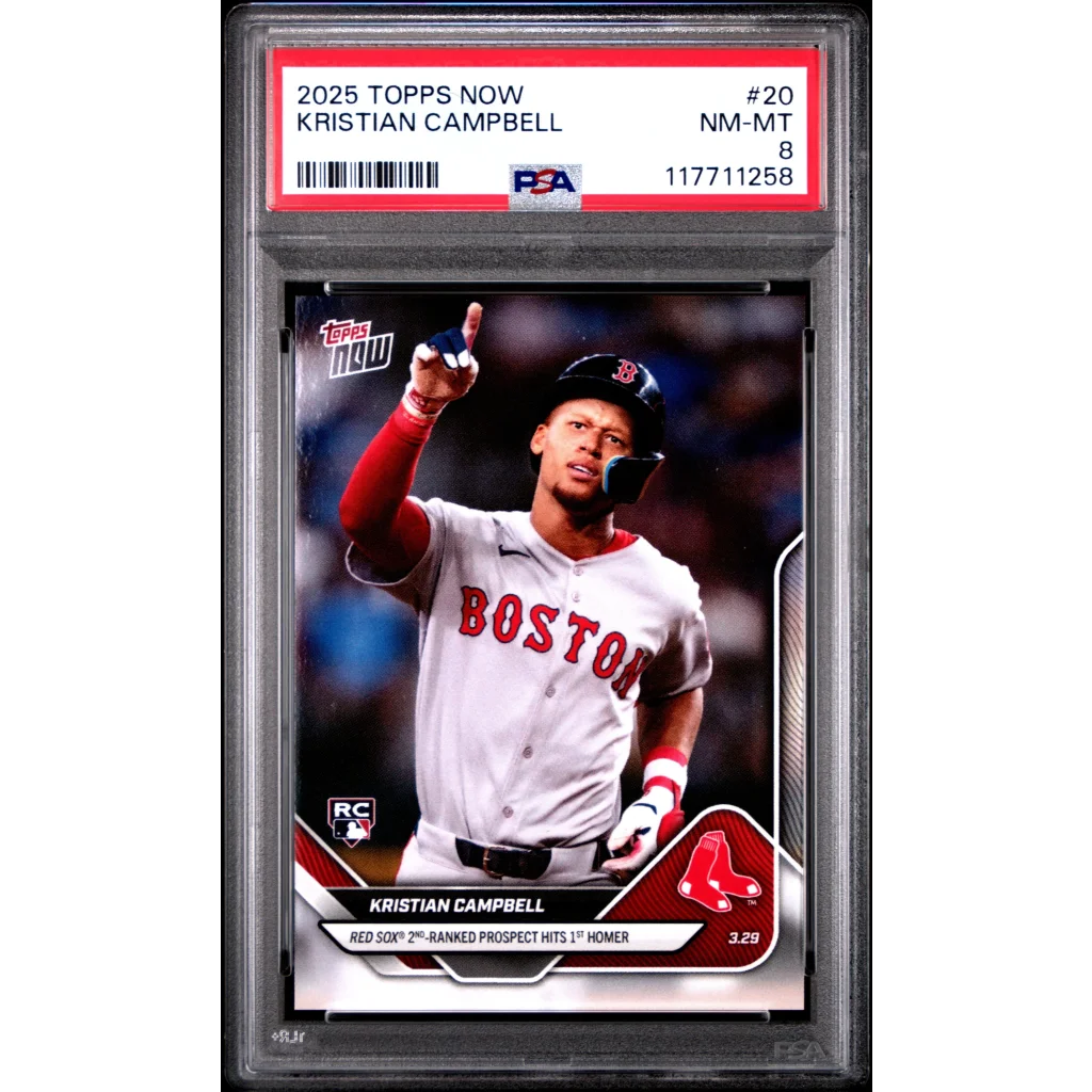 Graded 2025 Topps Now Kristian Campbell #20 Rookie RC Baseball Card PSA 8 Near Mint | Hall of Fame Sports Memorabilia | vintageantiquesgifts.com