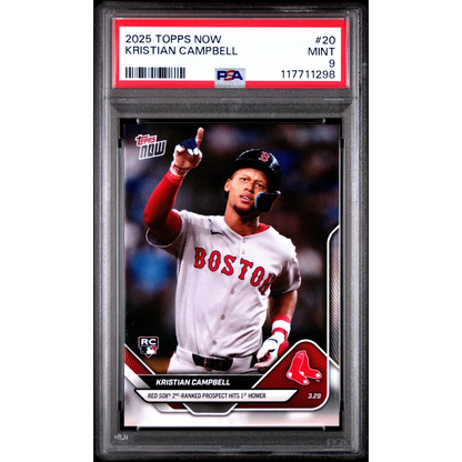 Graded 2025 Topps Now Kristian Campbell #20 Rookie RC Baseball Card PSA 9 Mint