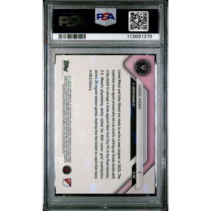 PSA 10 Graded 2025 Topps Now Lionel Messi #1 Pink Soccer Card in Slab