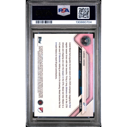 PSA 10 Graded 2025 Topps Now Lionel Messi #47 Pink Card in Slab