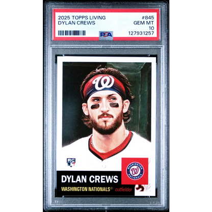Graded 2025 Topps Living Dylan Crews #845 Rookie RC Baseball Card PSA 10 Gem Mint | Hall of Fame Sports Memorabilia | vintageantiquesgifts.com