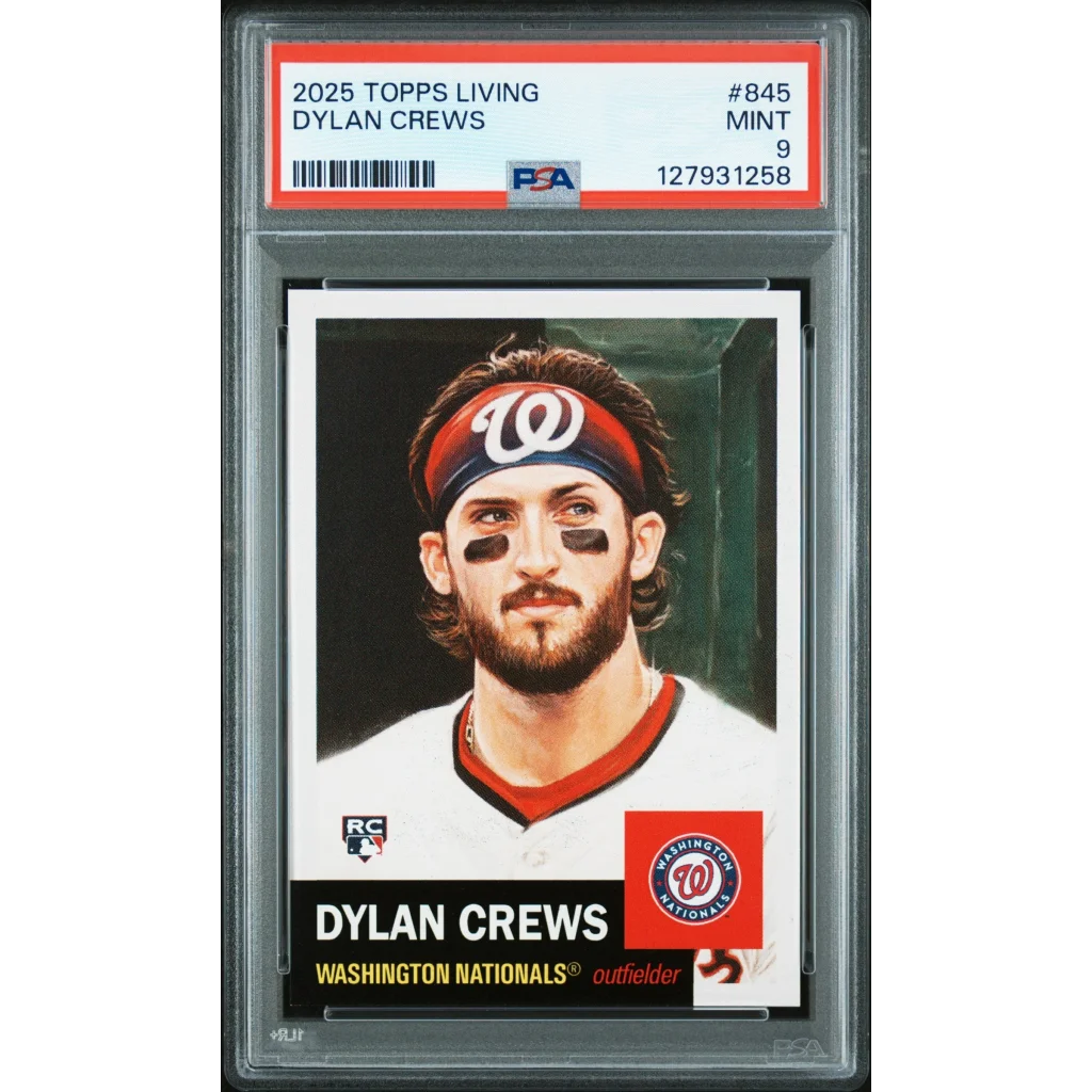 Graded 2025 Topps Living Dylan Crews #845 Rookie RC Baseball Card PSA 9 Mint