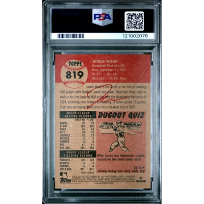 Graded 2025 Topps Living James Wood 819 Rookie RC Baseball Card PSA 10 Gem Mint | PSA 10 Gem Mint Graded Rookie Card | vintageantiquesgifts.com