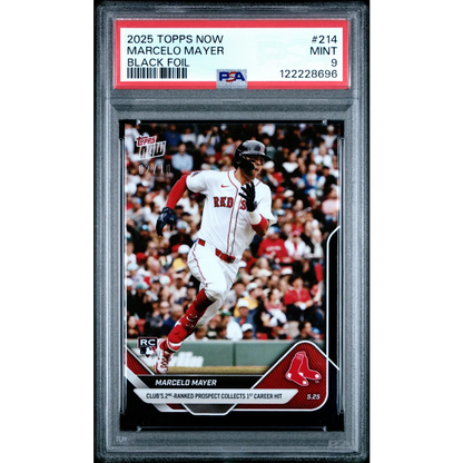 Graded 2025 Topps Now Marcelo Mayer #214 Black Foil /10 Rookie RC Baseball Card PSA 9 Mint