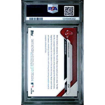 PSA 10 Graded 2025 Topps Now Marcelo Mayer #214 Rookie Red Baseball Card