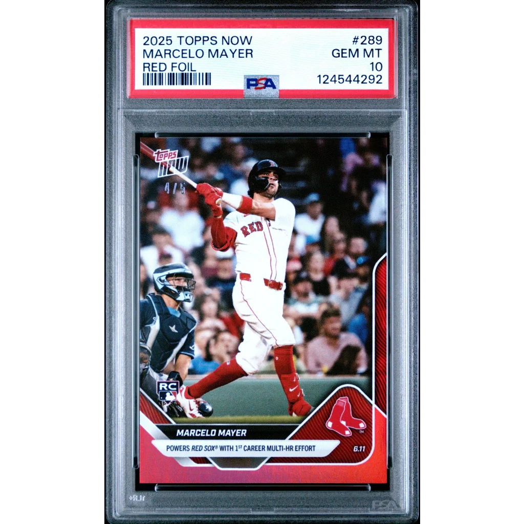 Graded 2025 Topps Now Marcelo Mayer #289 Red Foil /5 Rookie RC Baseball Card PSA 10 Gem Mint | Hall of Fame Sports Memorabilia | vintageantiquesgifts.com