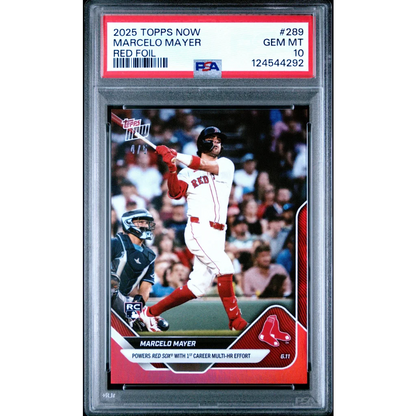 Graded 2025 Topps Now Marcelo Mayer #289 Red Foil /5 Rookie RC Baseball Card PSA 10 Gem Mint | Hall of Fame Sports Memorabilia | vintageantiquesgifts.com