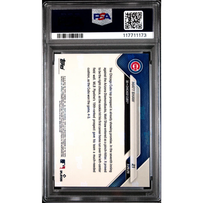 Graded 2025 Topps Now Matt Shaw #21 Rookie RC Baseball Card PSA 10 Gem Mint