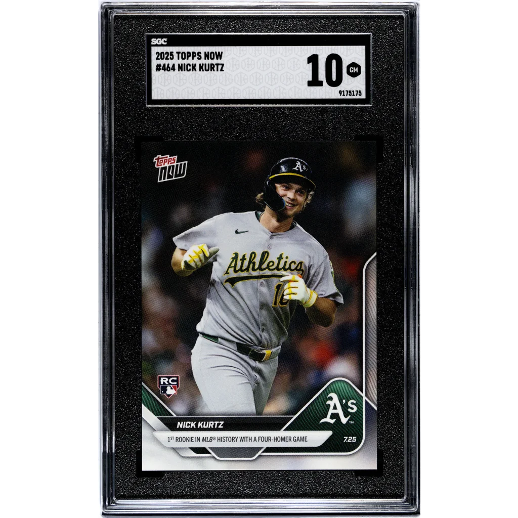 Graded 2025 Topps Now Nick Kurtz #464 Four Homer Game Rookie RC Baseball Card SGC 10 Gem Mint | Hall of Fame Sports Memorabilia | vintageantiquesgifts.com