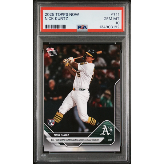 Graded 2025 Topps Now Nick Kurtz #711 Rookie RC Baseball Card PSA 10 Gem Mint | Hall of Fame Sports Memorabilia | vintageantiquesgifts.com