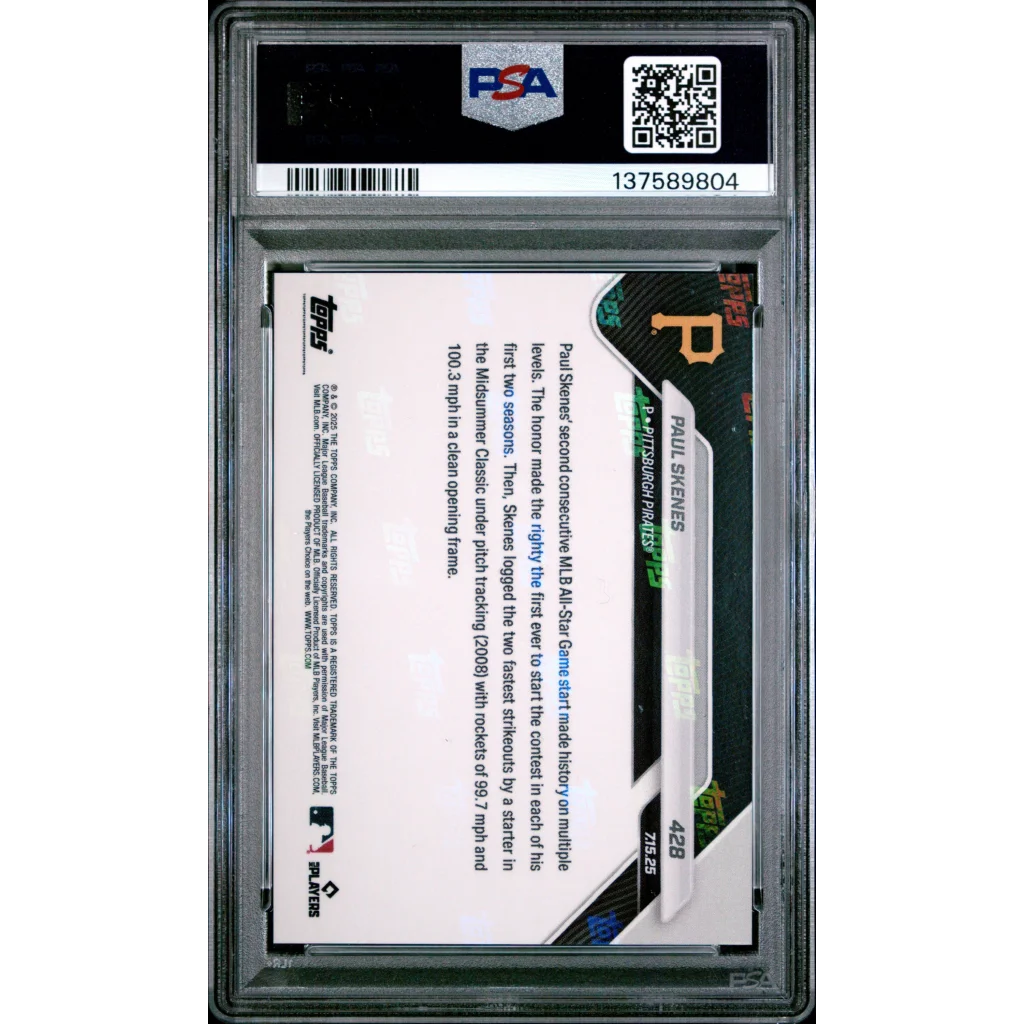 Graded 2025 Topps Now Paul Skenes 428 Baseball Card PSA 10 Gem Mint | PSA 10 Gem Mint Graded Baseball Card | vintageantiquesgifts.com