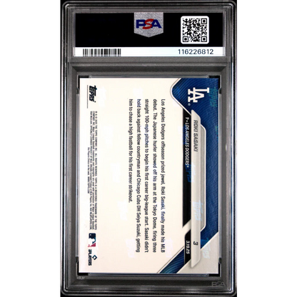 Graded 2025 Topps Now Roki Sasaki #3 Rookie RC Baseball Card PSA 10 Gem Mint | PSA 10 Gem Mint Graded Rookie Card | vintageantiquesgifts.com