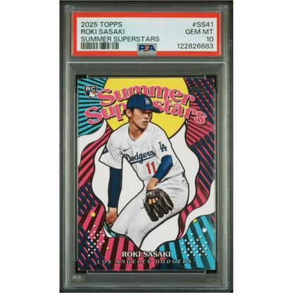 Graded 2025 Topps Roki Sasaki #SS41 Summer Superstars Rookie RC Baseball Card PSA 10 Gem Mint | Hall of Fame Sports Memorabilia | vintageantiquesgifts.com