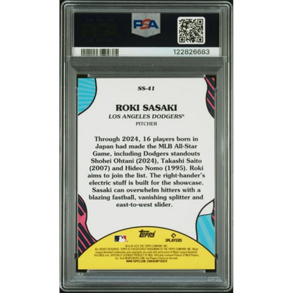 Graded 2025 Topps Roki Sasaki #SS41 Summer Superstars Rookie RC Baseball Card PSA 10 Gem Mint | PSA 10 Gem Mint Graded Rookie Card | vintageantiquesgifts.com
