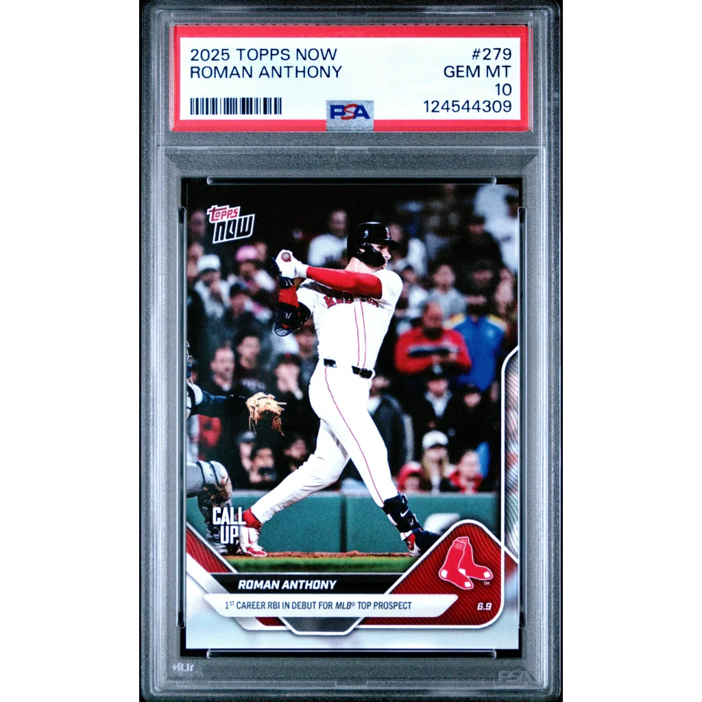 Graded 2025 Topps Now Roman Anthony #279 1st Career RBI in Debut for MLB Top Prospect Rookie RC Baseball Card PSA 10 Gem Mint | Hall of Fame Sports Memorabilia | vintageantiquesgifts.com