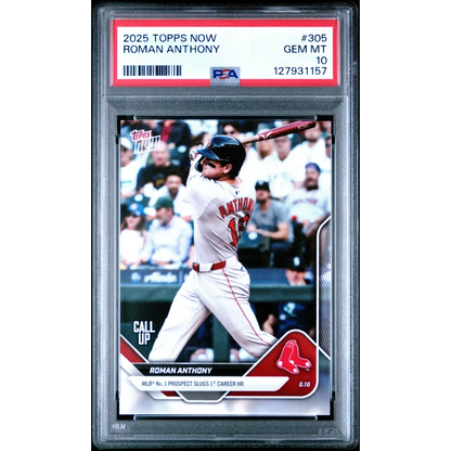 Graded 2025 Topps Now Roman Anthony #305 Rookie RC Baseball Card PSA 10 Gem Mint | Hall of Fame Sports Memorabilia | vintageantiquesgifts.com