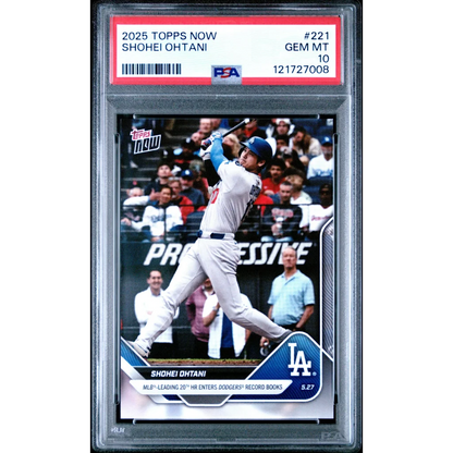 Graded 2025 Topps Now Shohei Ohtani #221 Baseball Card PSA 10 Gem Mint