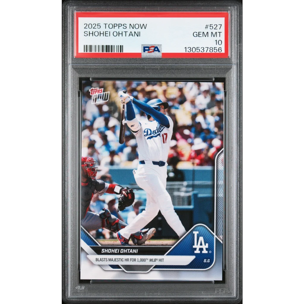 Graded PSA 10 Gem Mint 2025 Topps Now Shohei Ohtani #527 baseball card