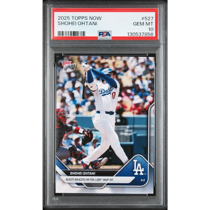 Graded PSA 10 Gem Mint 2025 Topps Now Shohei Ohtani #527 baseball card