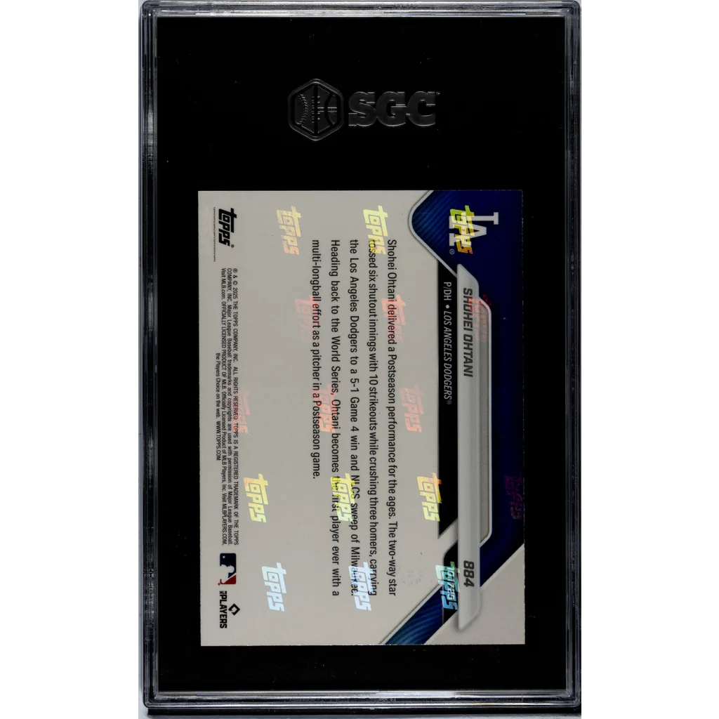 Graded 2025 Topps Now Shohei Ohtani #884 SGC 8 black blue card in sleeve
