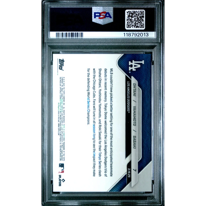 Graded PSA 10 2025 Topps Now Ohtani Blue Baseball Card in Slab