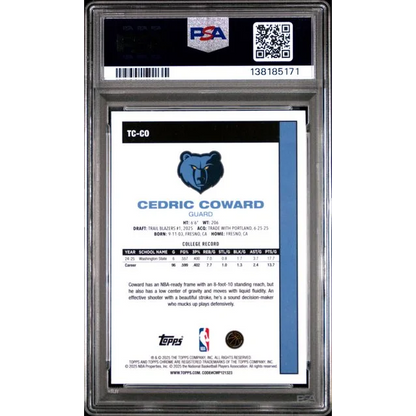 Graded 2025 Topps Silver Pack Cedric Coward TCCO Rookie RC Basketball Card PSA 10 Gem Mint | PSA 10 Gem Mint Graded Rookie Card | vintageantiquesgifts.com