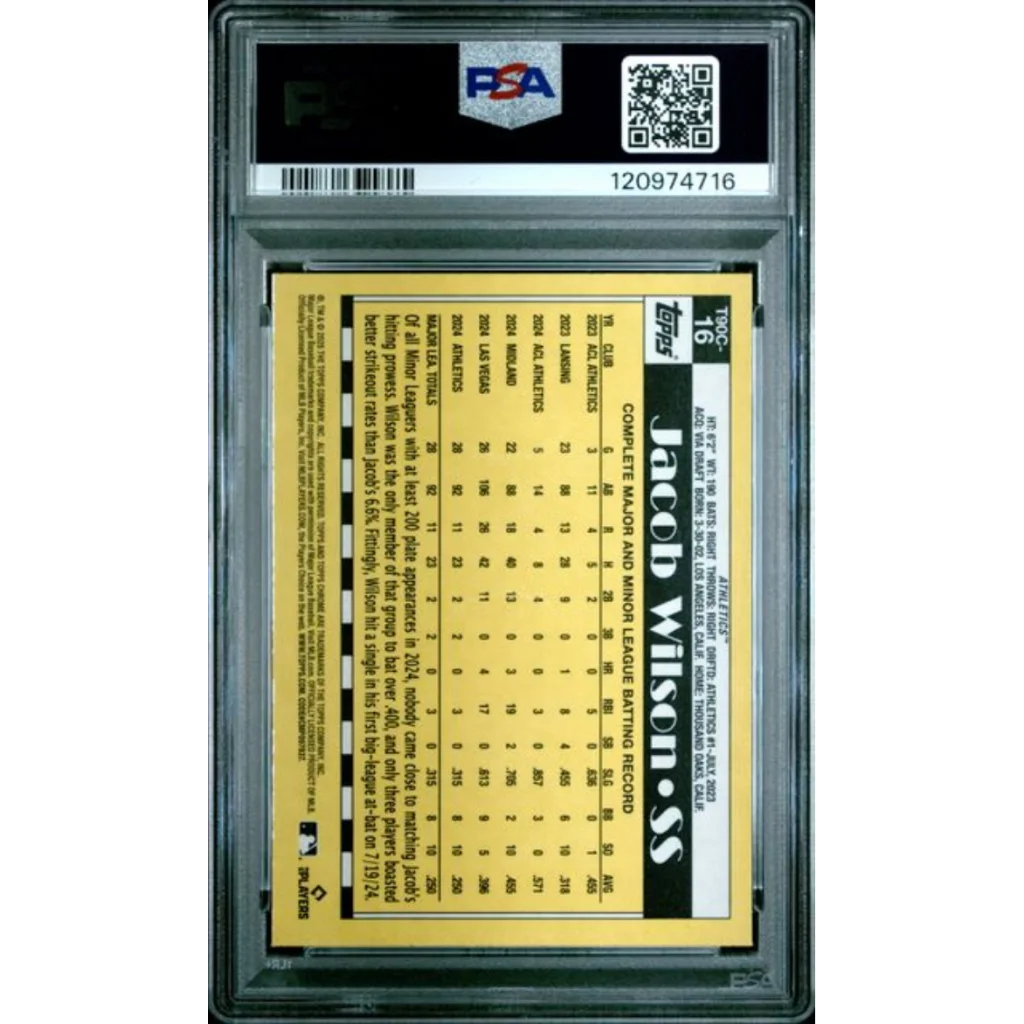 Graded 2025 Topps Silver Pack Jacob Wilson #16 Rookie RC Baseball Card PSA 10 Gem Mint | PSA 10 Gem Mint Graded Rookie Card | vintageantiquesgifts.com