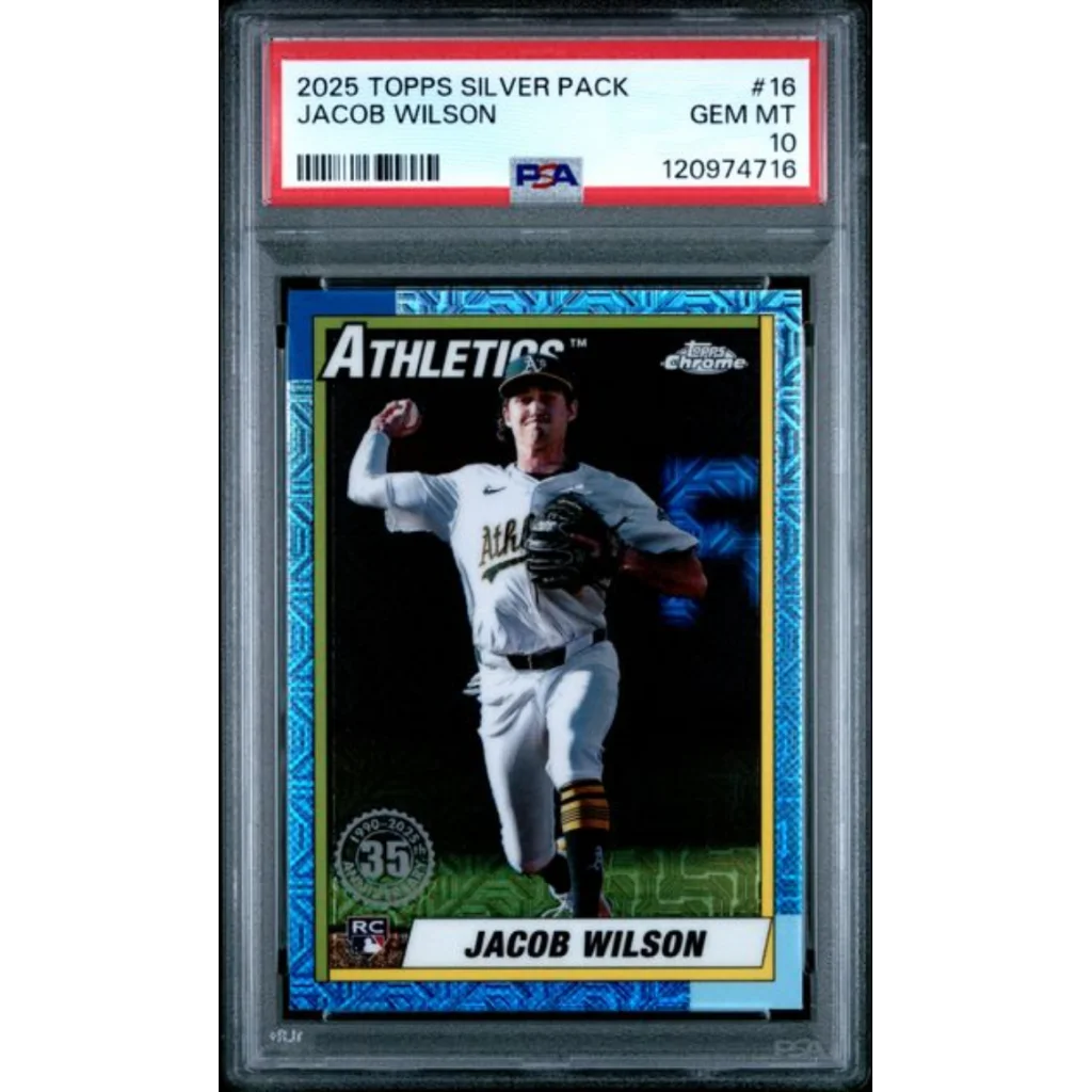 Graded 2025 Topps Silver Pack Jacob Wilson #16 Rookie RC Baseball Card PSA 10 Gem Mint | Hall of Fame Sports Memorabilia | vintageantiquesgifts.com