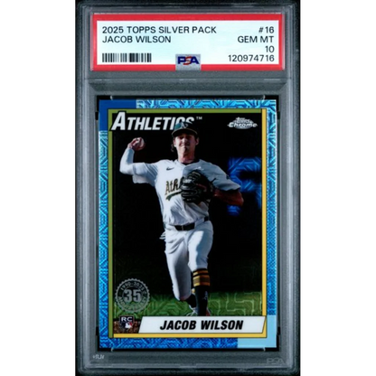 Graded 2025 Topps Silver Pack Jacob Wilson #16 Rookie RC Baseball Card PSA 10 Gem Mint | Hall of Fame Sports Memorabilia | vintageantiquesgifts.com