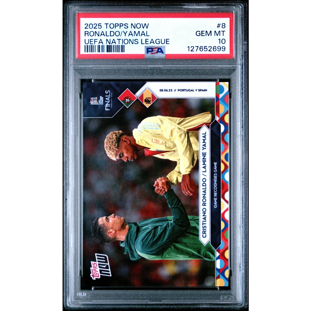 Graded PSA 10 Gem Mint 2025 Topps Now Ronaldo Yamal UEFA Nations League #8 Card