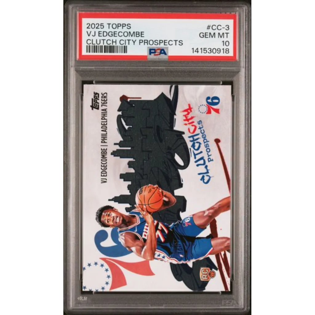 Graded 2025 Topps VJ Edgecombe CC3 Clutch City Prospects Rookie RC Basketball Card PSA 10 Gem Mint | Hall of Fame Sports Memorabilia | vintageantiquesgifts.com