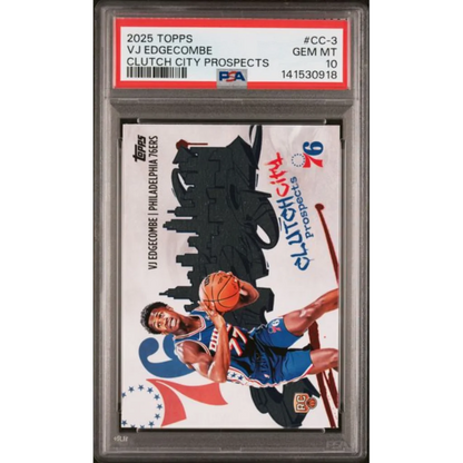 Graded 2025 Topps VJ Edgecombe CC3 Clutch City Prospects Rookie RC Basketball Card PSA 10 Gem Mint | Hall of Fame Sports Memorabilia | vintageantiquesgifts.com