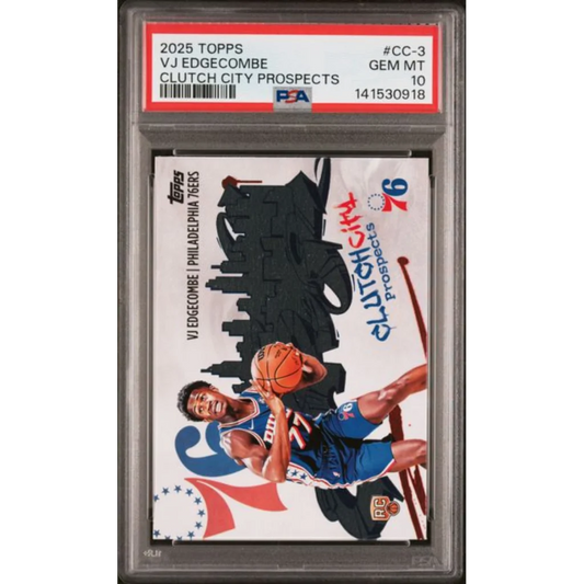 Graded 2025 Topps VJ Edgecombe CC3 Clutch City Prospects Rookie RC Basketball Card PSA 10 Gem Mint | Hall of Fame Sports Memorabilia | vintageantiquesgifts.com