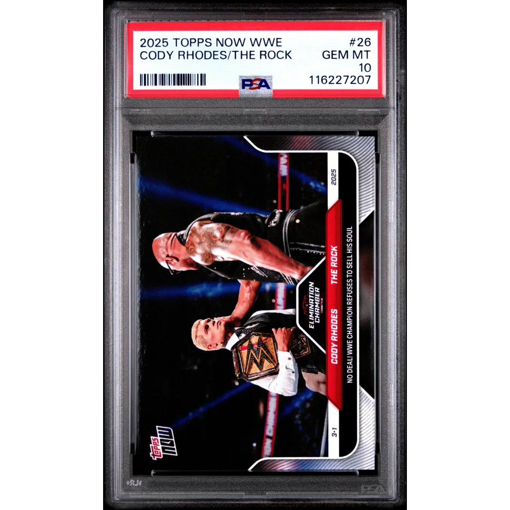 PSA 10 Graded 2025 Topps Now WWE Cody Rhodes The Rock #26 Card